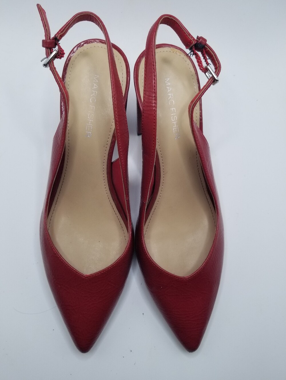 Marc Fisher Red Slingback Block Heels Size 7.5M - Picture 3 of 11
